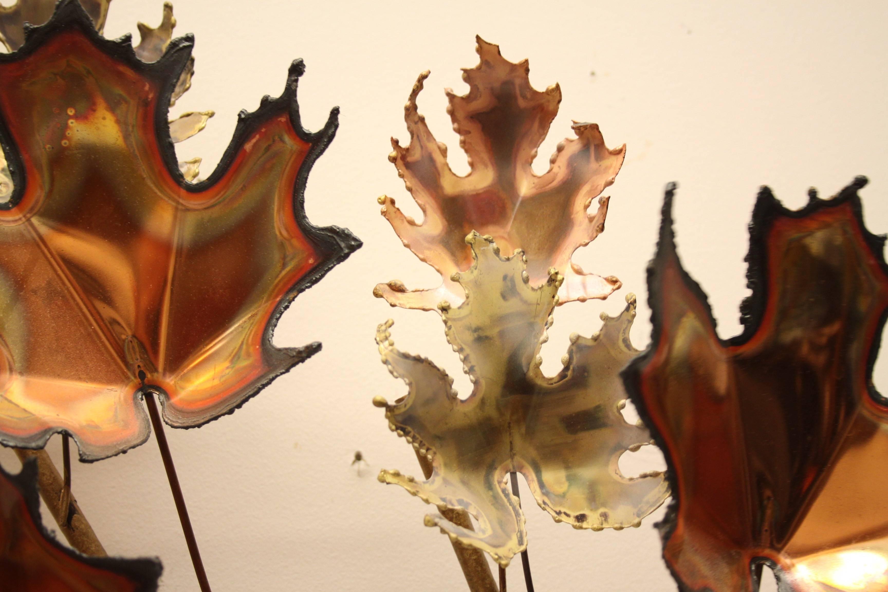 American Curtis Jere' Maple Leaf Tree Wall Sculpture Signed, 1971 For Sale