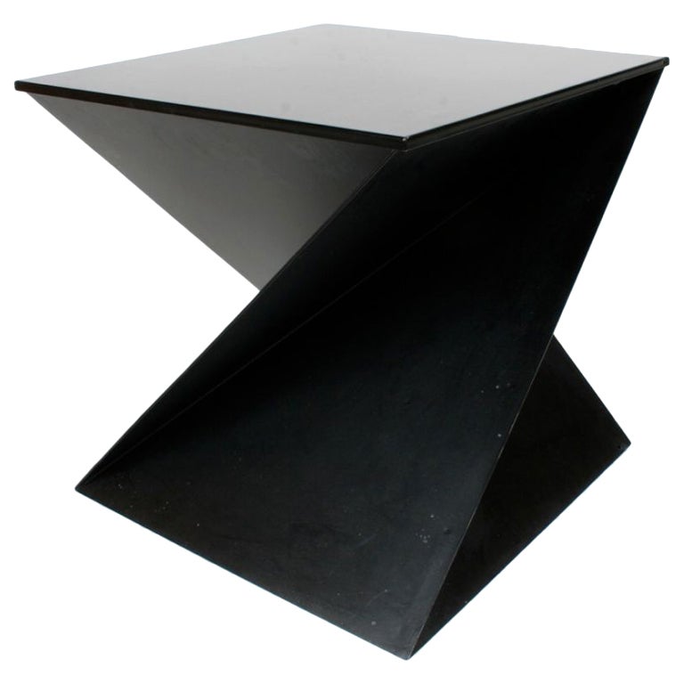 Mid-Century Modern Italian Black Painted Cubist Side Table