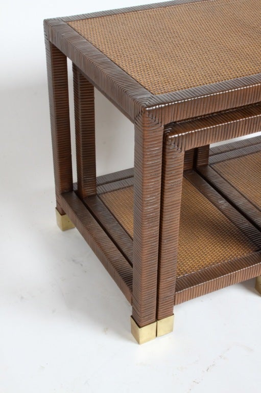 Billy Ballwin for Bieleky Bros. Rattan/Cane Nesting Tables 2