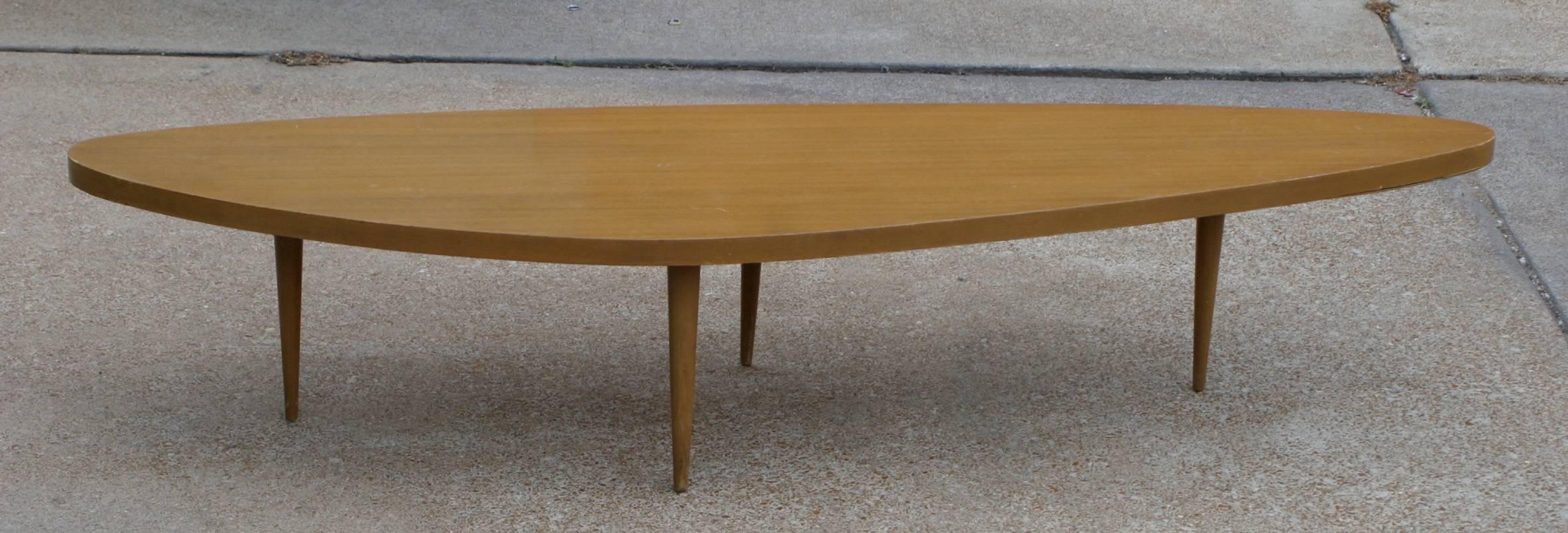 Mahogany Harvey Probber Mid-Century Modern Biomorphic Surfboard Cocktail Coffee Table