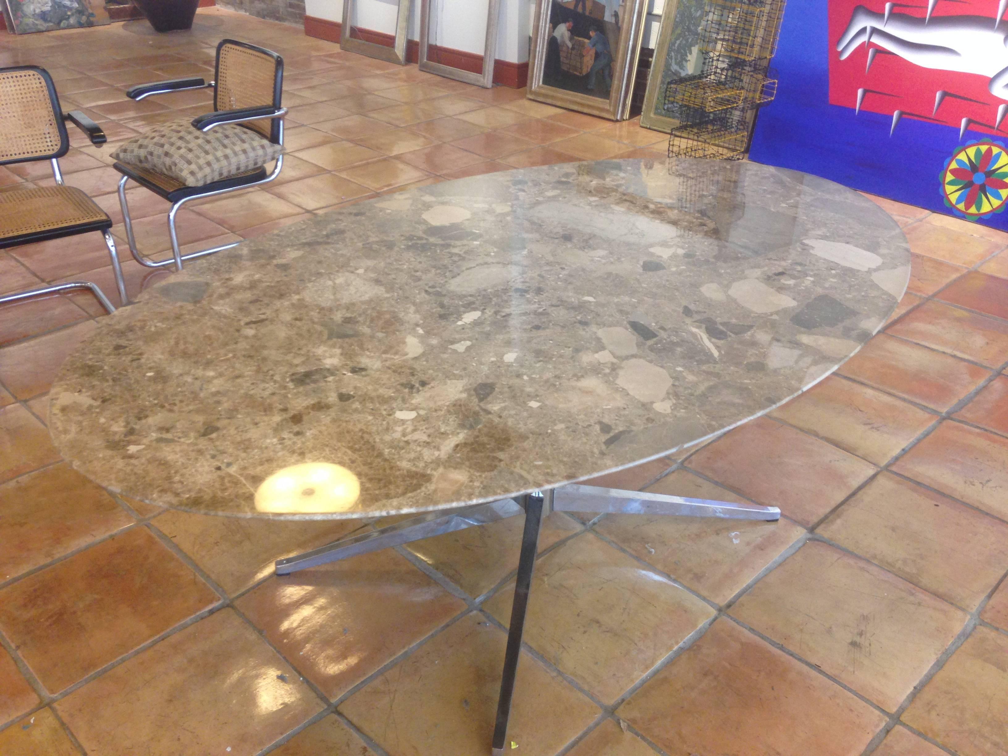Mid-Century Modern Florence Knoll Marble-Top Oval Dining Table