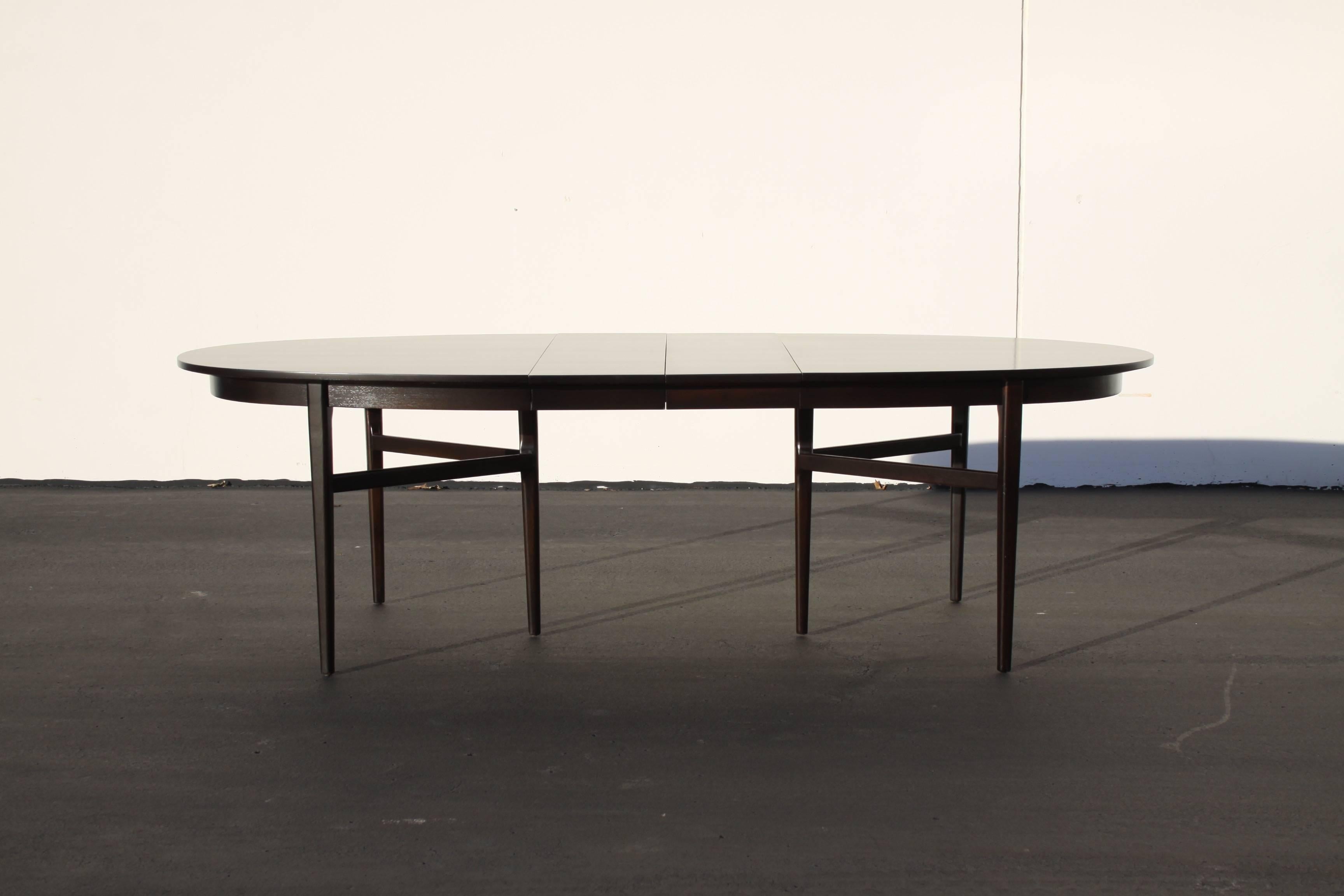 Stained Danish Modern Style Rom Weber Oval Mid-Century Dining Table in Dark Espresso 