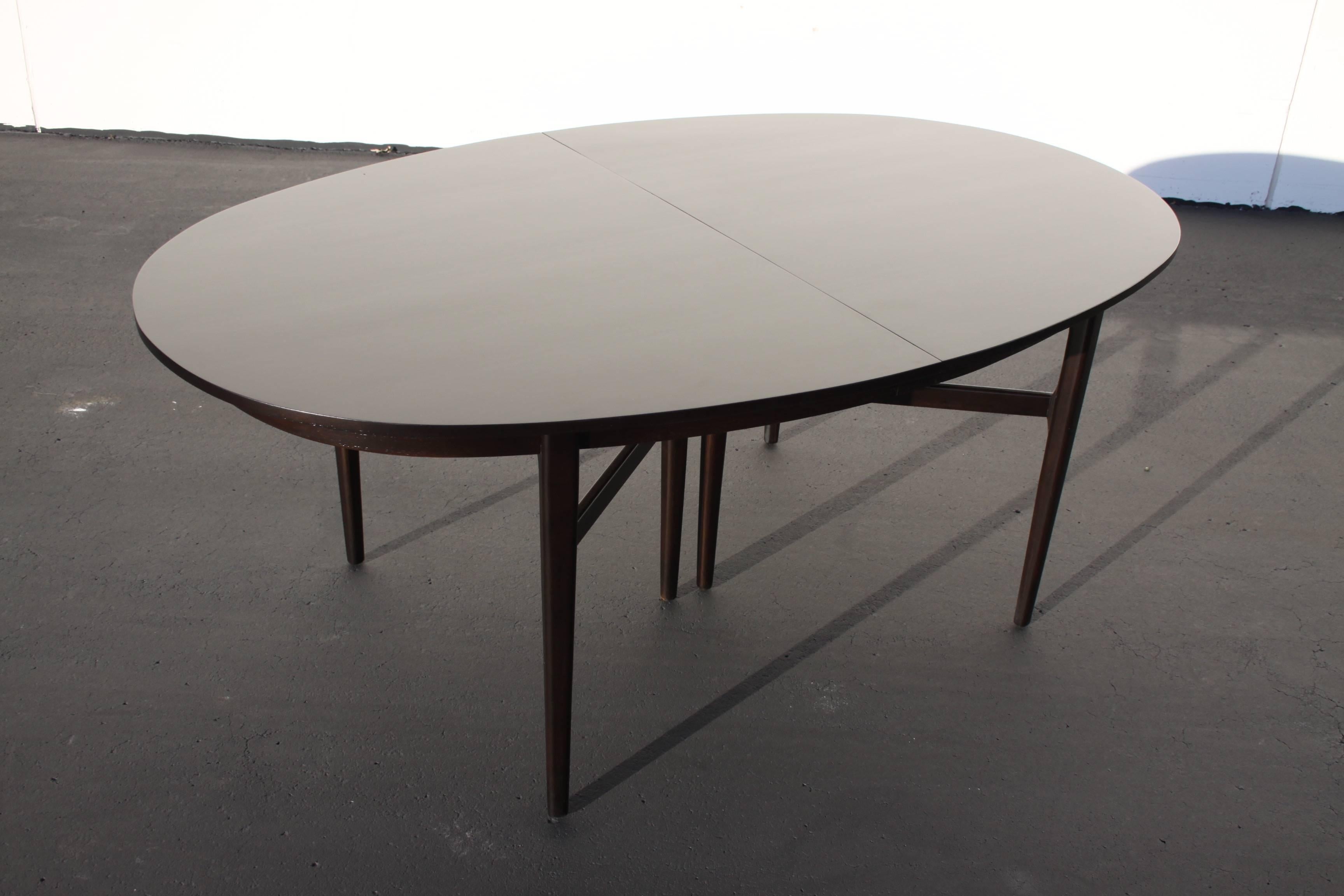 American Danish Modern Style Rom Weber Oval Mid-Century Dining Table in Dark Espresso 