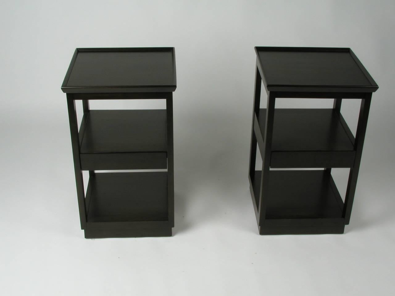 American Pair of Edward Wormley for Drexel Precedent Collection End Tables with Drawer