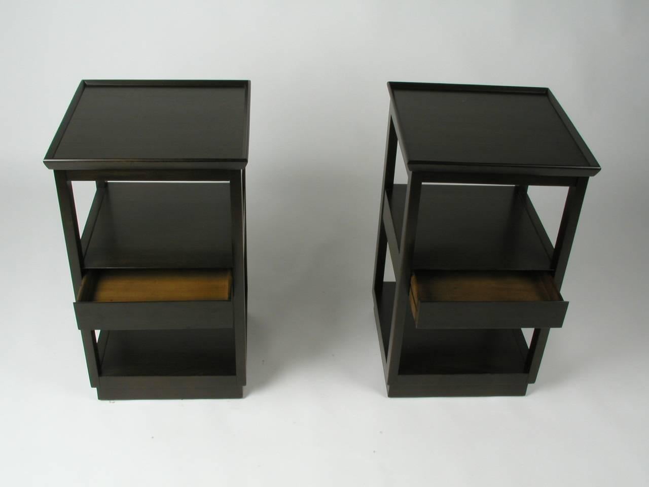 Pair of Edward Wormley for Drexel Precedent Collection End Tables with Drawer In Excellent Condition In St. Louis, MO