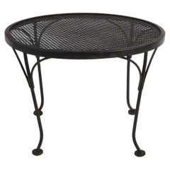Russell Woodard Round Black Wrought Iron & Mesh Patio Coffee of Side Table