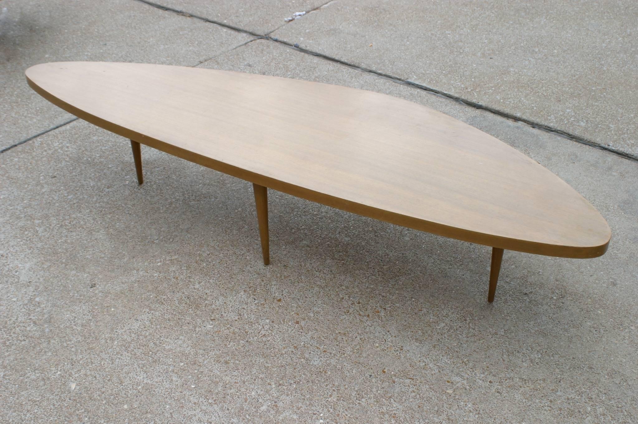 Stained Harvey Probber Biomorphic Surfboard Cocktail Coffee Table