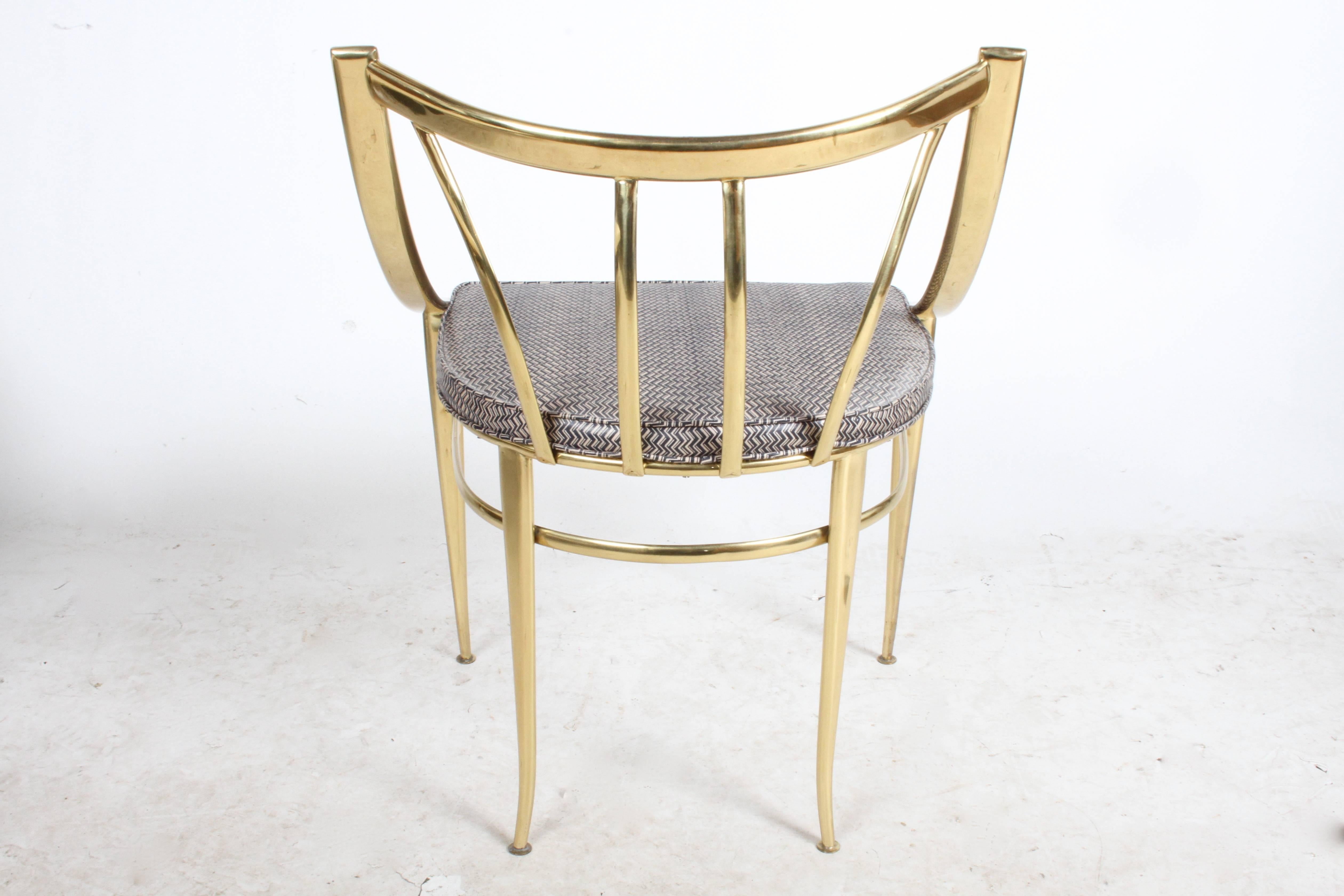 Italian Brass Side or Desk Chair  2