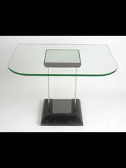 1940s New Era Modernage Glass Console or Dinette Table Black Ebonized Oak Base
