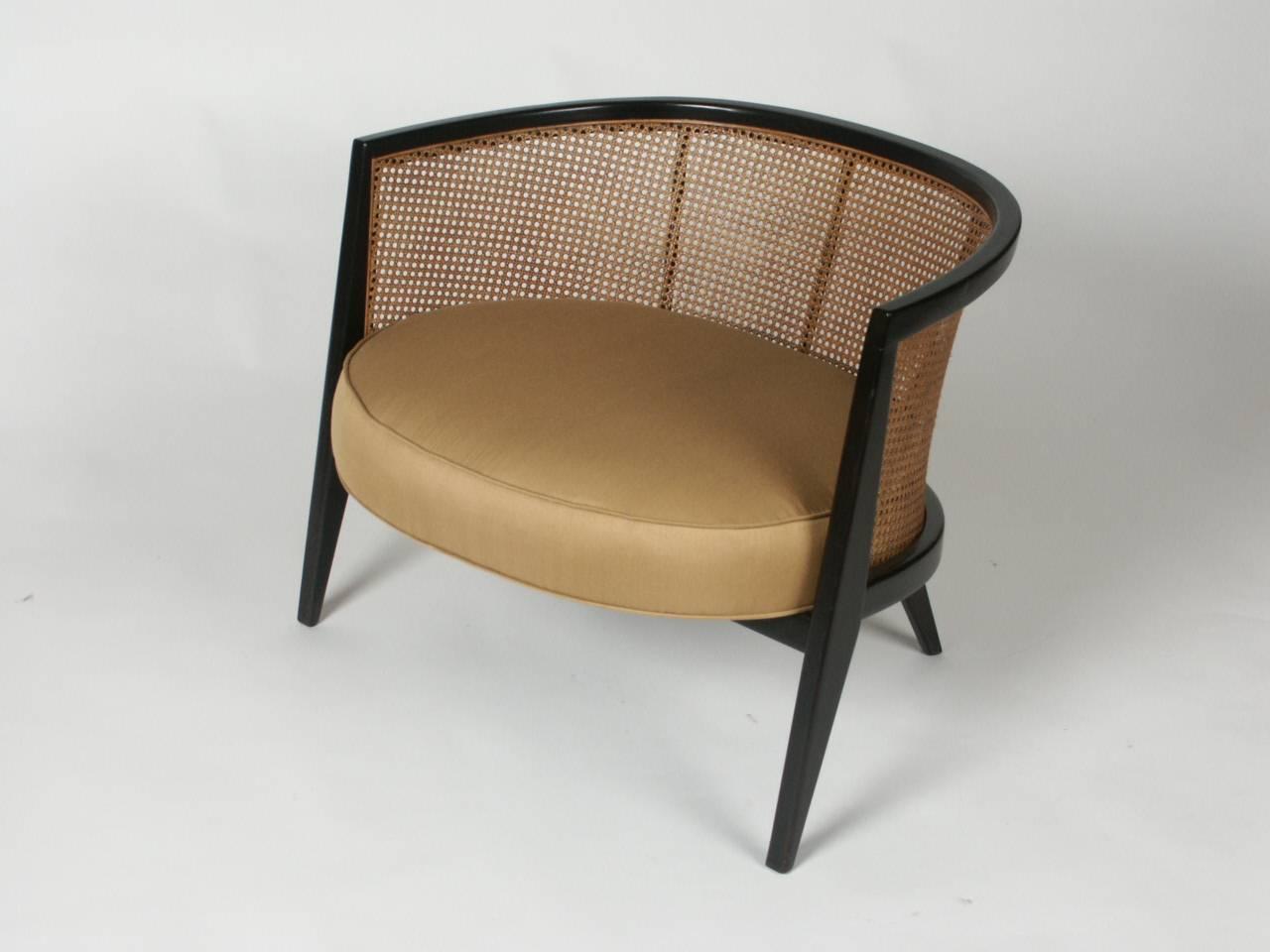 American Pair of Harvey Probber Oval Caned Lounge Chairs