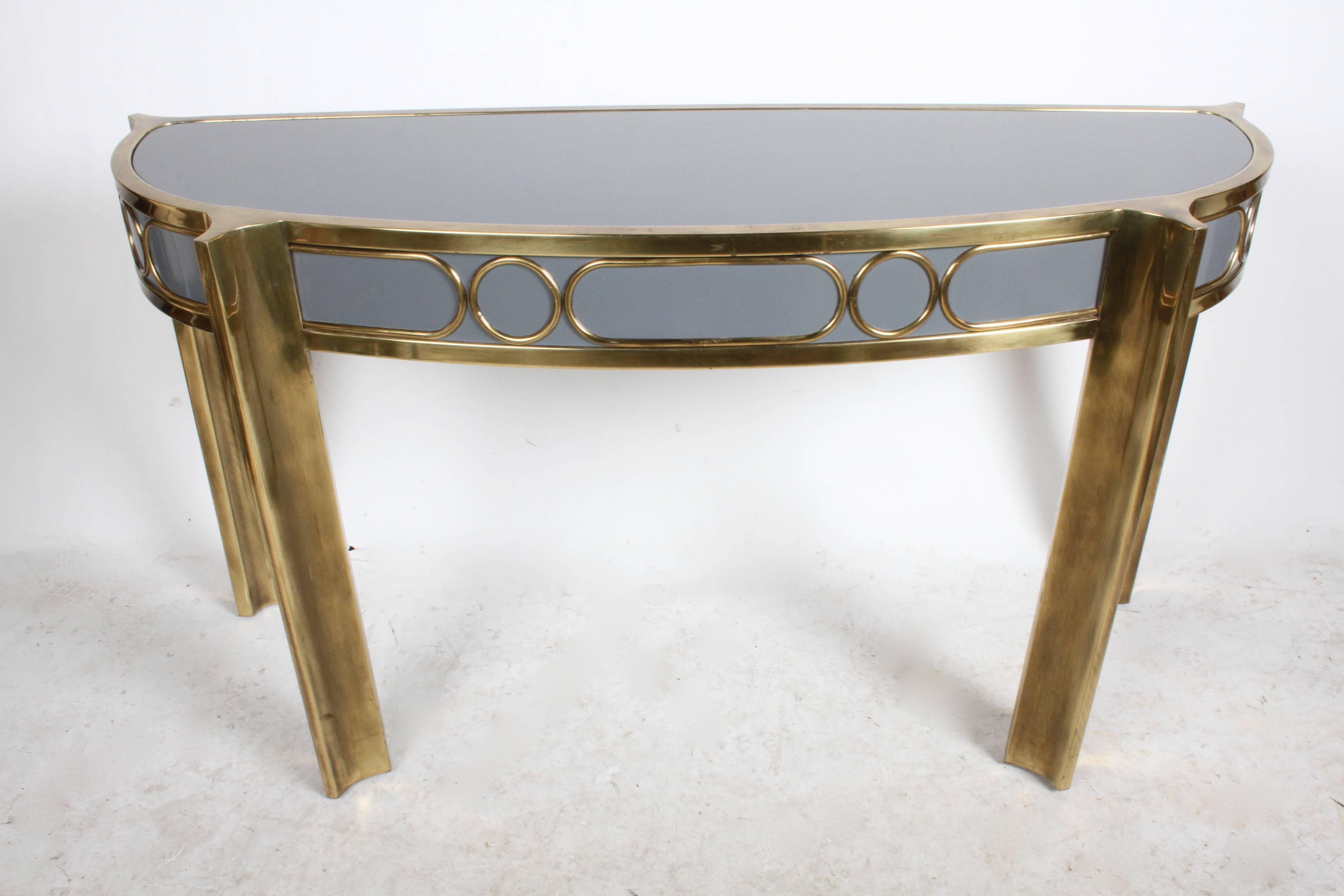 Late 20th Century Mastercraft Demilune Brass and Lacquer Console Table, circa 1970s