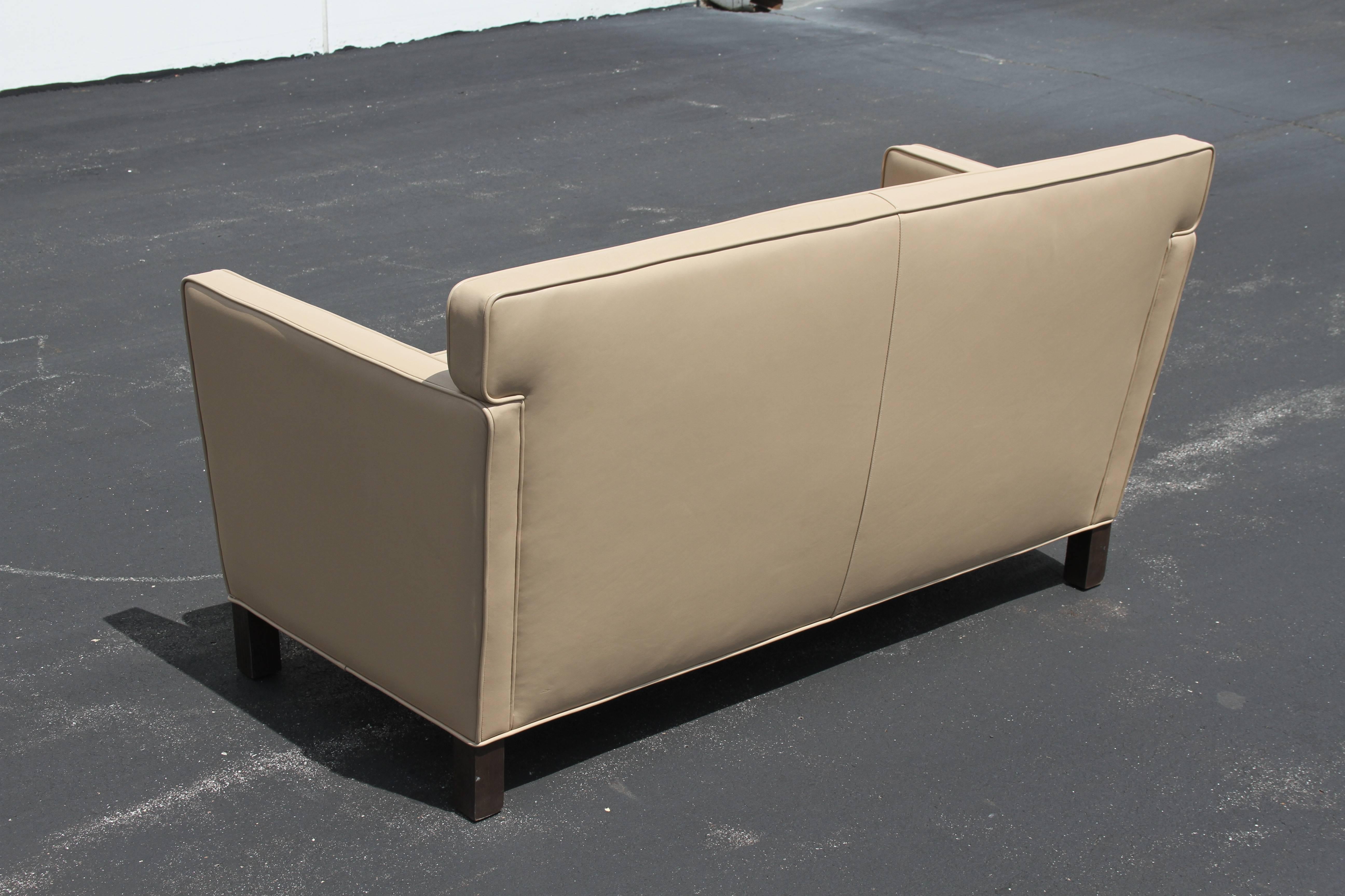 Mid-Century Modern Ludwig Mies Van Der Rohe Krefeld Leather Settee Sofa for Knoll