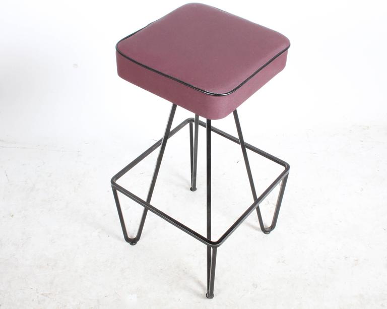 Six Wrought Iron Bar Stools after Frederick Weinberg For Sale at 1stdibs
