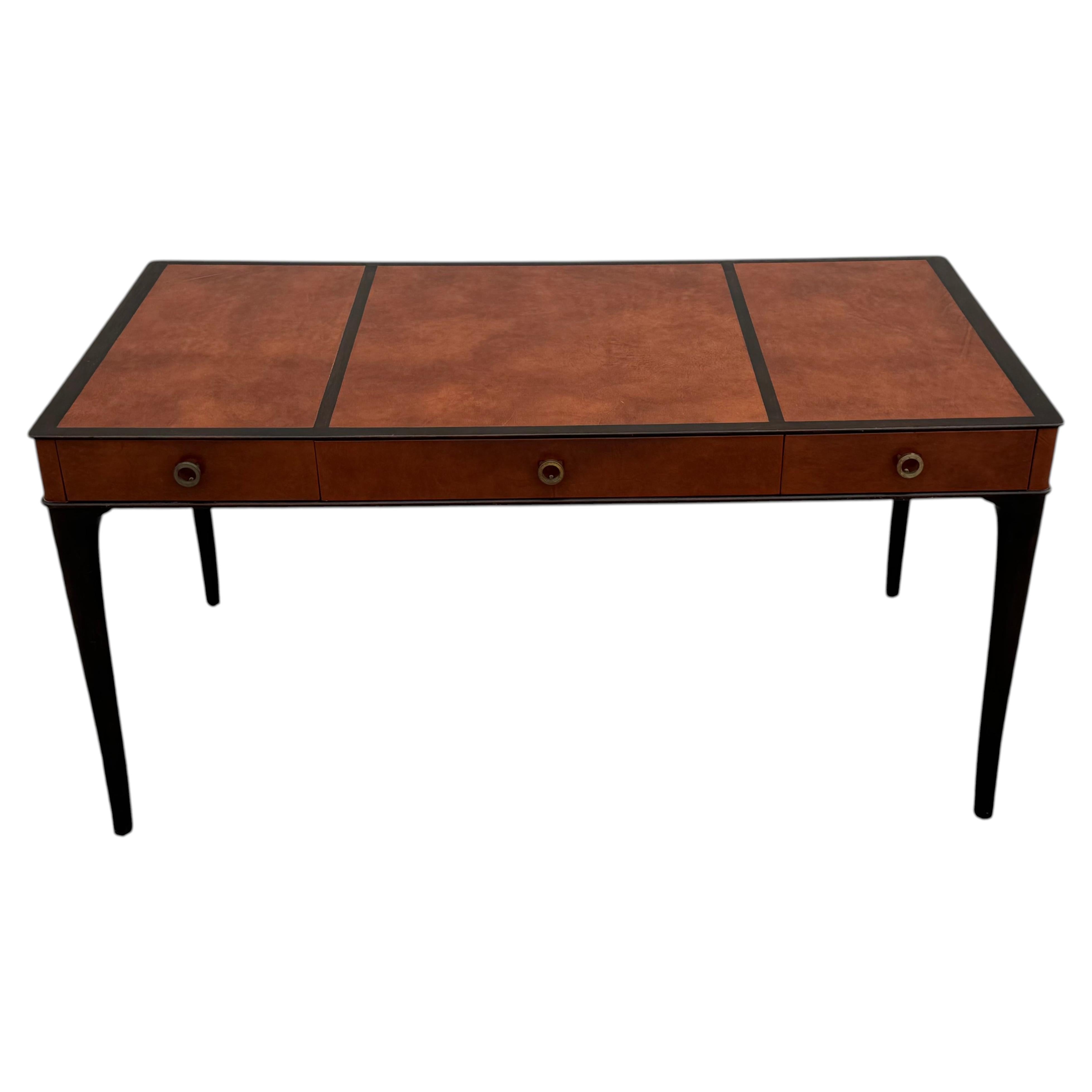 Rare 1940s Elegant Edward Wormley for Dunbar Partners Desk Leather Top & Drawers For Sale