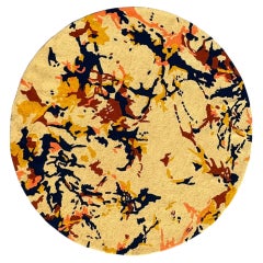 1970's Large 9' Round "Sam Francis" Style Exuberant Mutli-Color Spatter ART Rug
