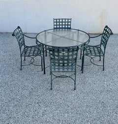 Brown Jordan “Florentine” 50" Round Glass Patio Garden Table Set - Hunter Green