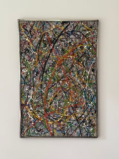 1960s Mid-Century Drip Painting Style of Jackson Pollock on Canvas