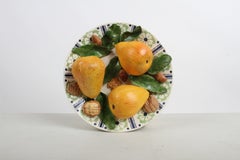 Christine Viennet Signed French Palissy Ware Majolica Trompe-L'Oeil Fruit Plate