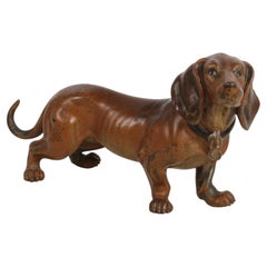 Early 20th-Century Austrian Cold-Painted Bronze Miniature Dachshund Dog