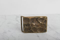 1960s Mid-Century Brutalist Cast Brass Wearable Art Belt Buckle