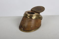 Dated 1896 British Victorian Brass & Hoof Inkwell Mounted by A&N.C.S. Ld