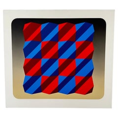 Marko Spalatin, 1970er Jahre, großes Op-Art-Gemälde im Hard-Edge-Stil, Öl auf Leinwand, „Section I“