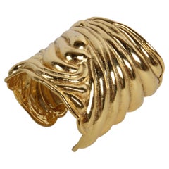 Edouard Rambaud Paris Vintage Sculptural Gold Plated Statement Cuff Bracelet