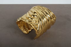 Edouard Rambaud Paris Vintage Sculptural Gold Plated Statement Cuff Bracelet