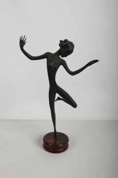 Karl or Franz Hagenauer Austrian Art Deco Patinated Brass Female Dancer Figure