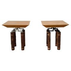 McGuire Huxley Series Tiger Maple & Bamboo Drinks Martini Table - Richard Hannum