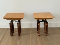 McGuire Huxley Series Tiger Maple & Bamboo Drinks Martini Table - Richard Hannum