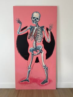 Monumental 8 ft Pop Art Skeleton Painting Acrylic on Board by Monica Mason 2016