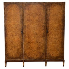 Circa 1895 Goodalls Manchester Burled Wood Edwardian Fitted Triple Wardrobe