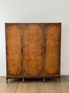Circa 1895 Goodalls Manchester Burled Wood Edwardian Fitted Triple Wardrobe