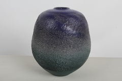 Masuo Ojima Studio Art Pottery Vase Purple Green Gradient Textured Ceramic