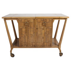 Bert England Johnson Furniture Forward Trend MCM Expandable Rolling Bar Cart