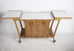 Bert England Johnson Furniture Forward Trend MCM Expandable Rolling Bar Cart