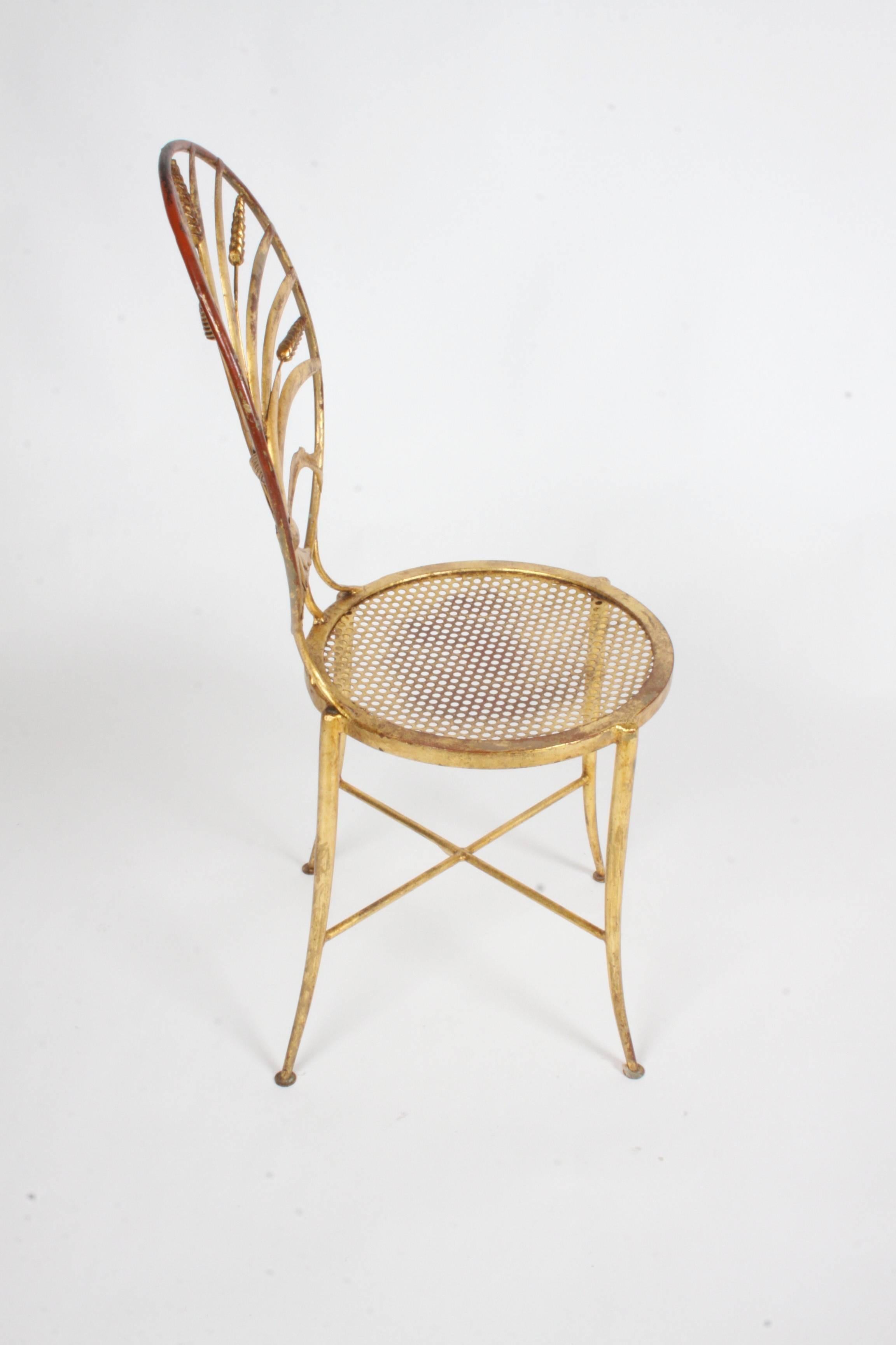 Italian Sheaf of Wheat Gilt Side Chair Salvadori In Good Condition In St. Louis, MO