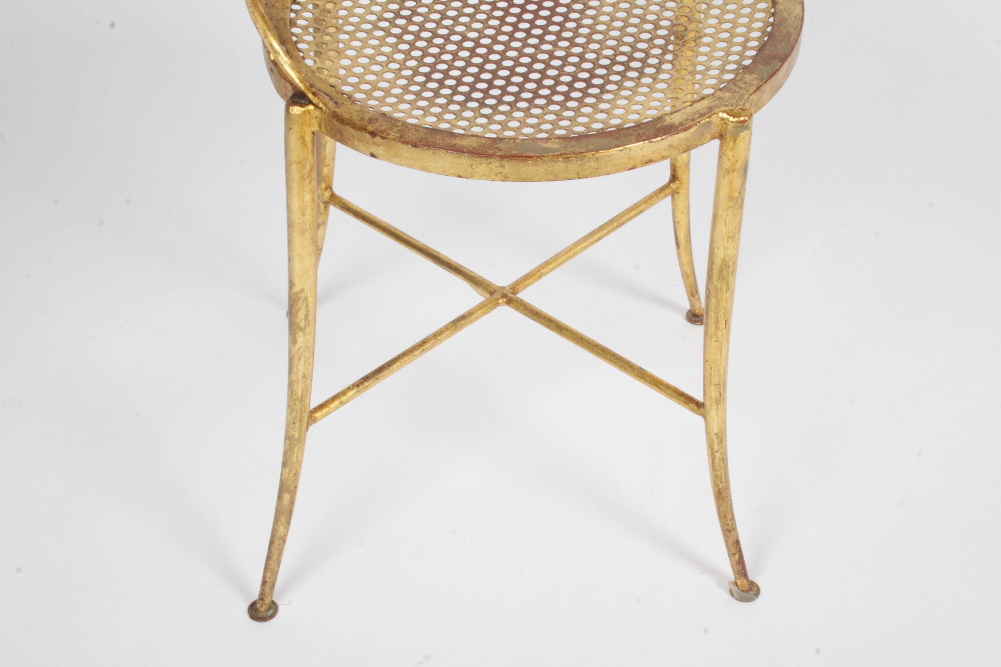 Mid-20th Century Italian Sheaf of Wheat Gilt Side Chair Salvadori