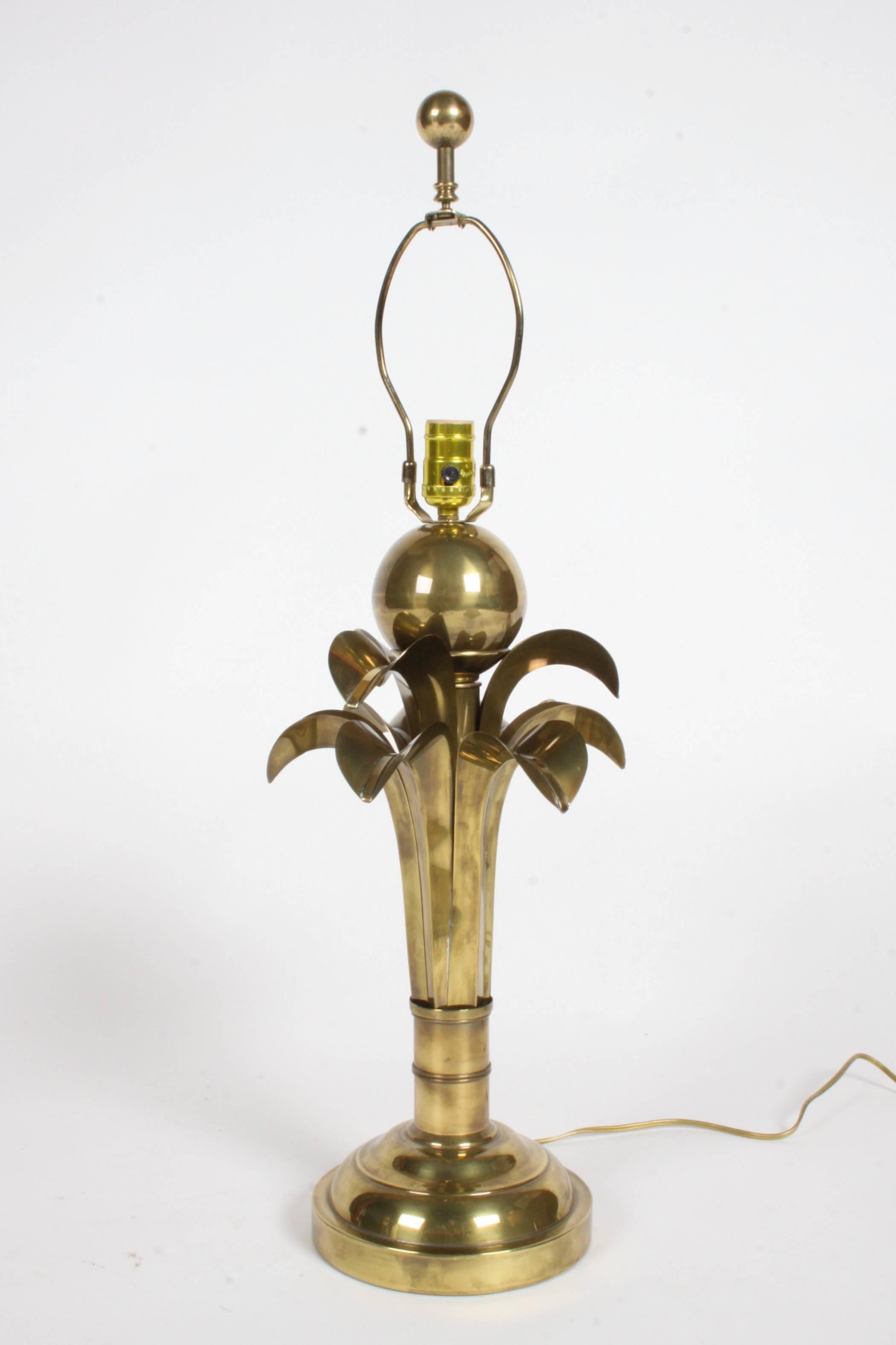 Pair of Brass Palm Leaf Tree Lamps in the Style of Maison Charles, circa 1970s 3