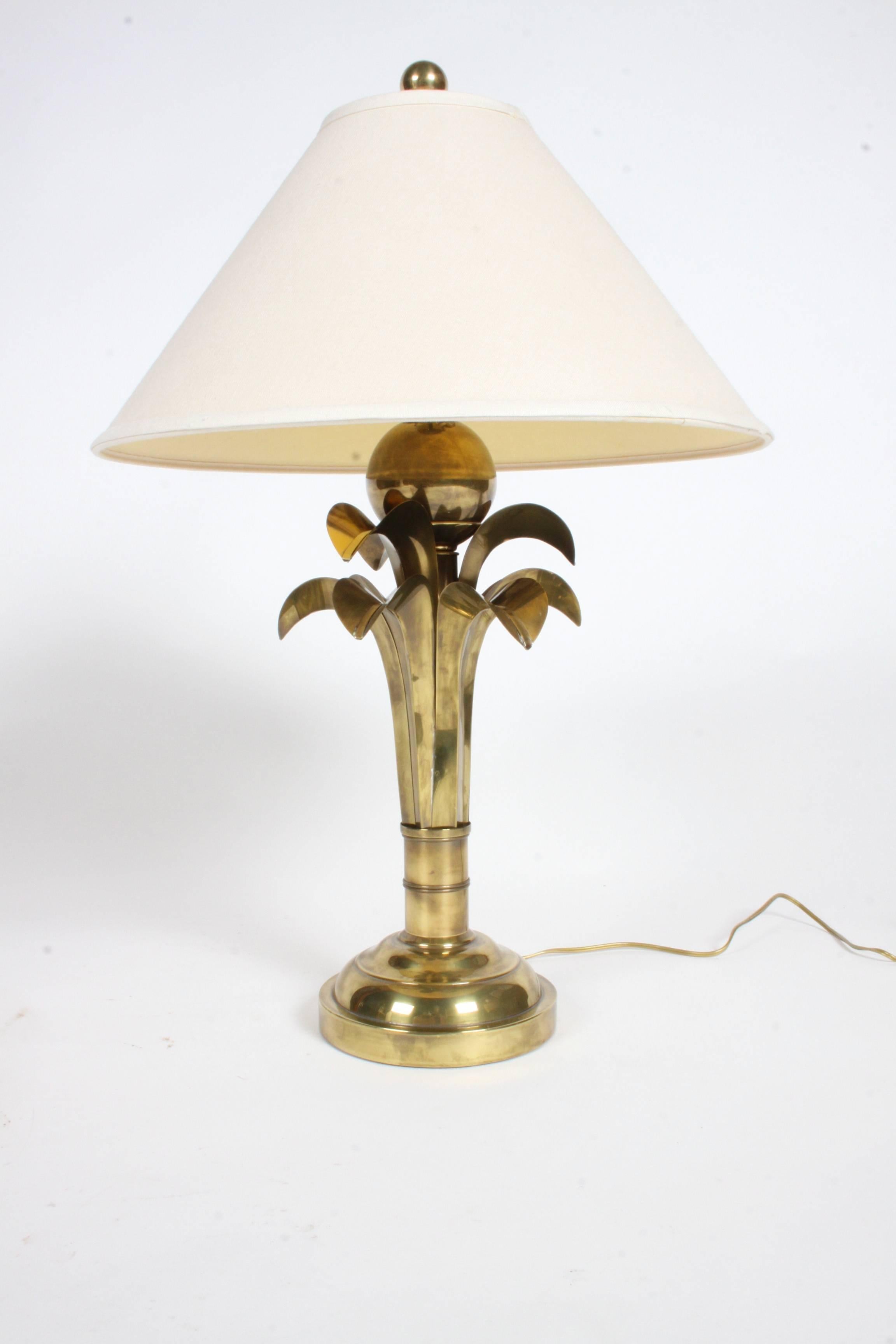 Pair of Brass Palm Leaf Tree Lamps in the Style of Maison Charles, circa 1970s 4