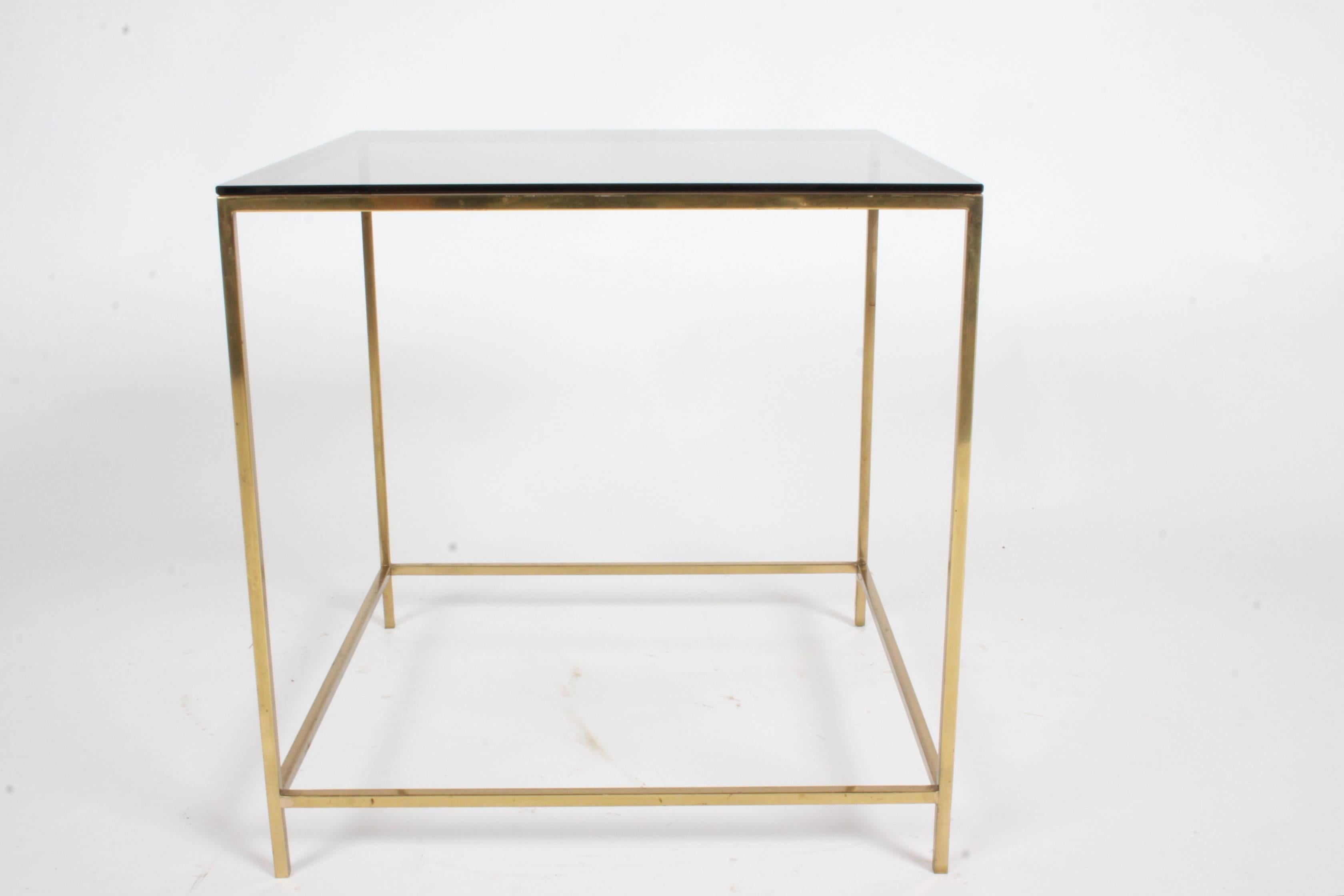 Mid-Century Modern Brass & Bronze Glass Side Table, circa 1970s For Sale 2