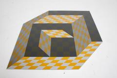 Victor Vasarely "Axo" Screen-Print on Aluminum Sculpture, Signed