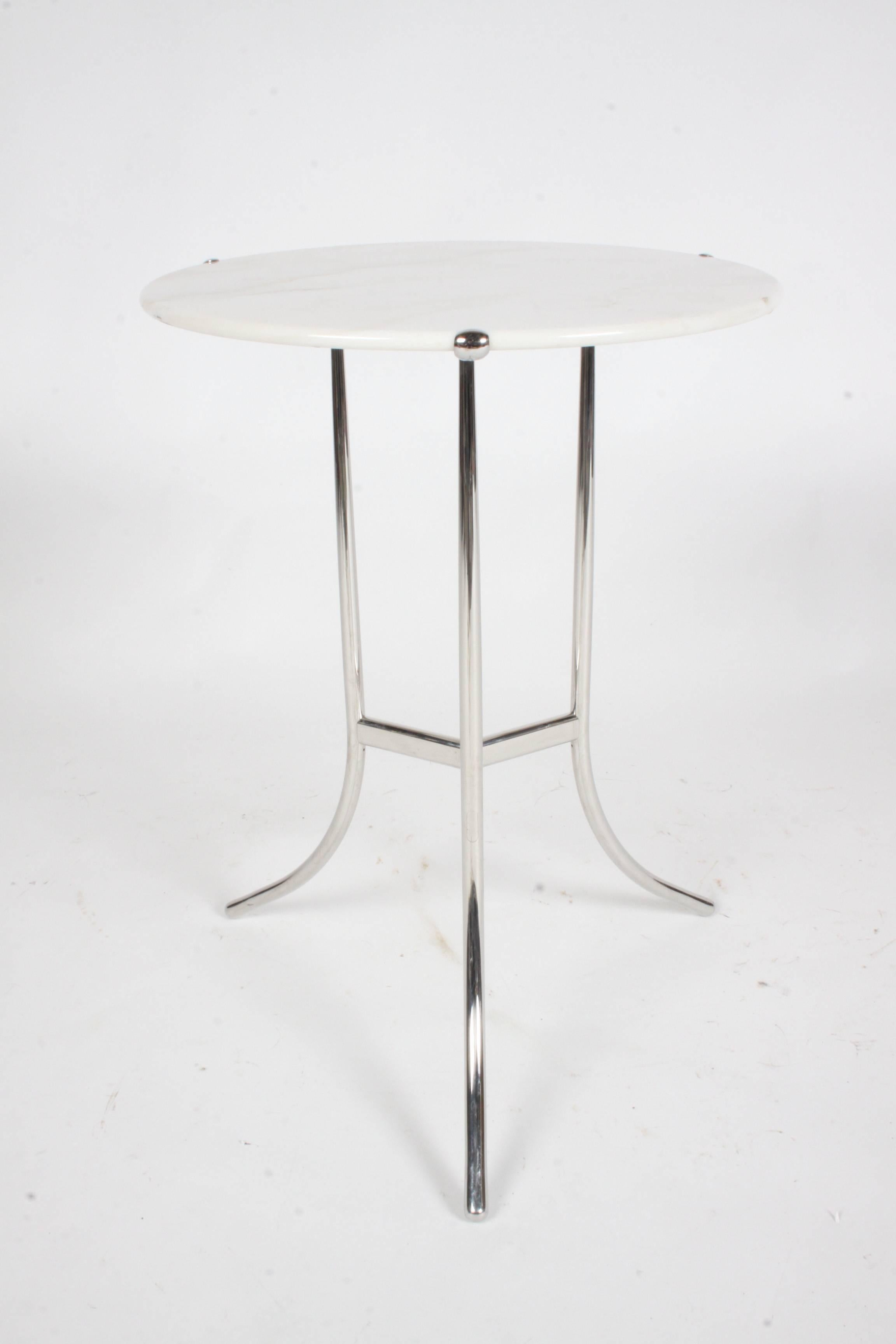 Mid-Century Modern Perfectly Designed Cedric Hartman Side Table with White Marble Top, Signed