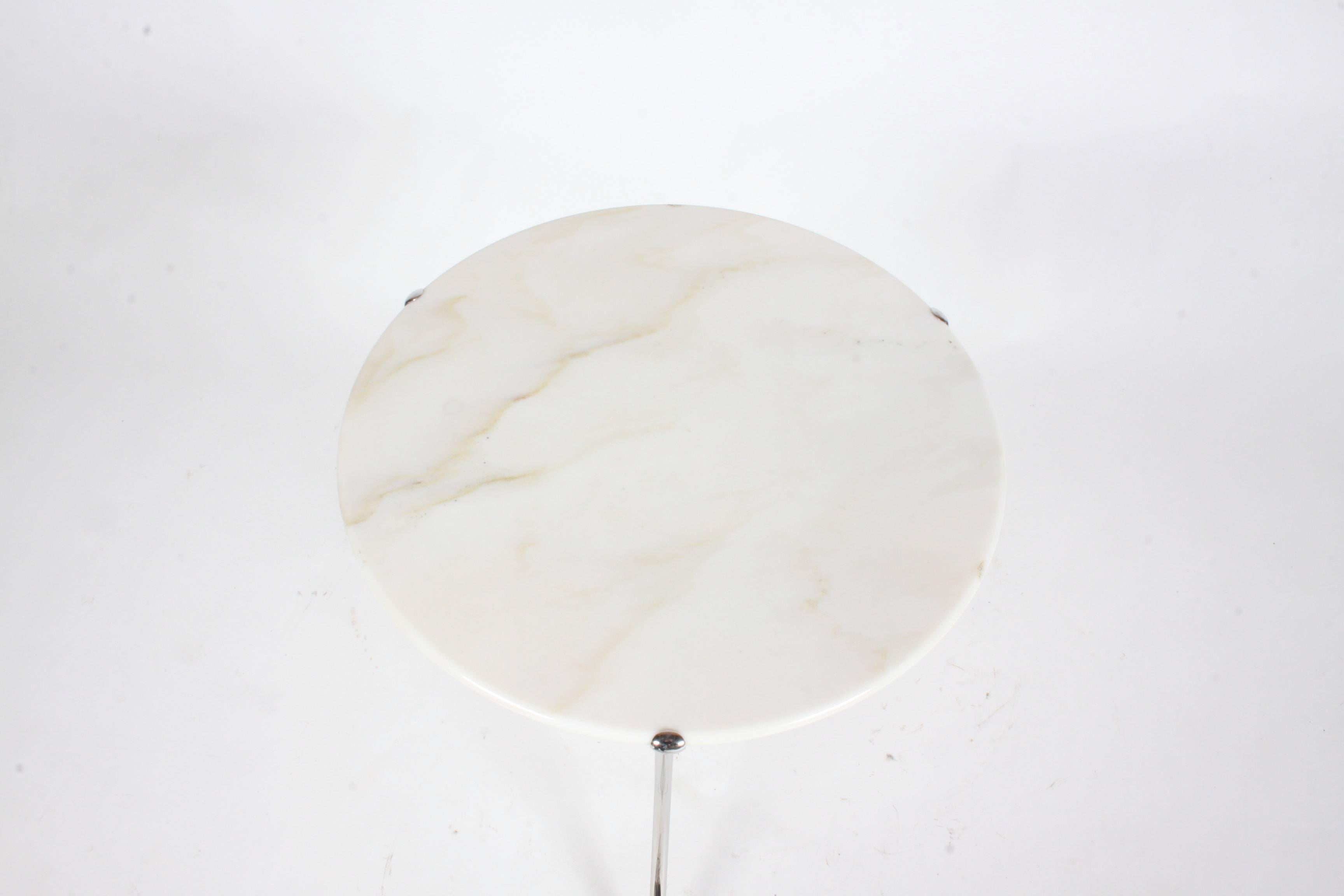 Perfectly Designed Cedric Hartman Side Table with White Marble Top, Signed 4