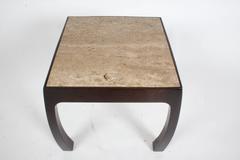 Harvey Probber Asian Style Side Table with Dark Travertine Top