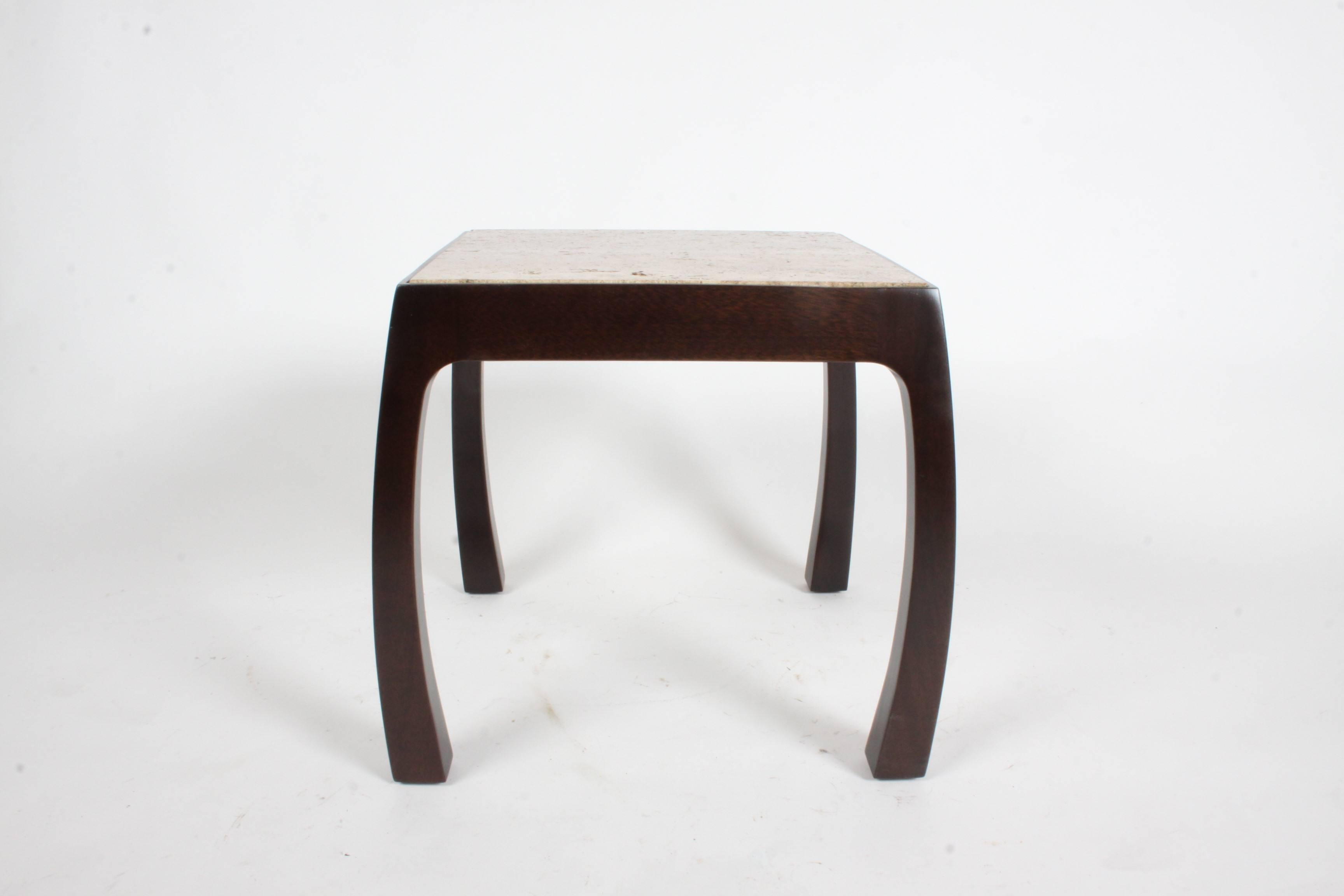 Mid-Century Modern Harvey Probber Asian Style Side Table with Dark Travertine Top For Sale