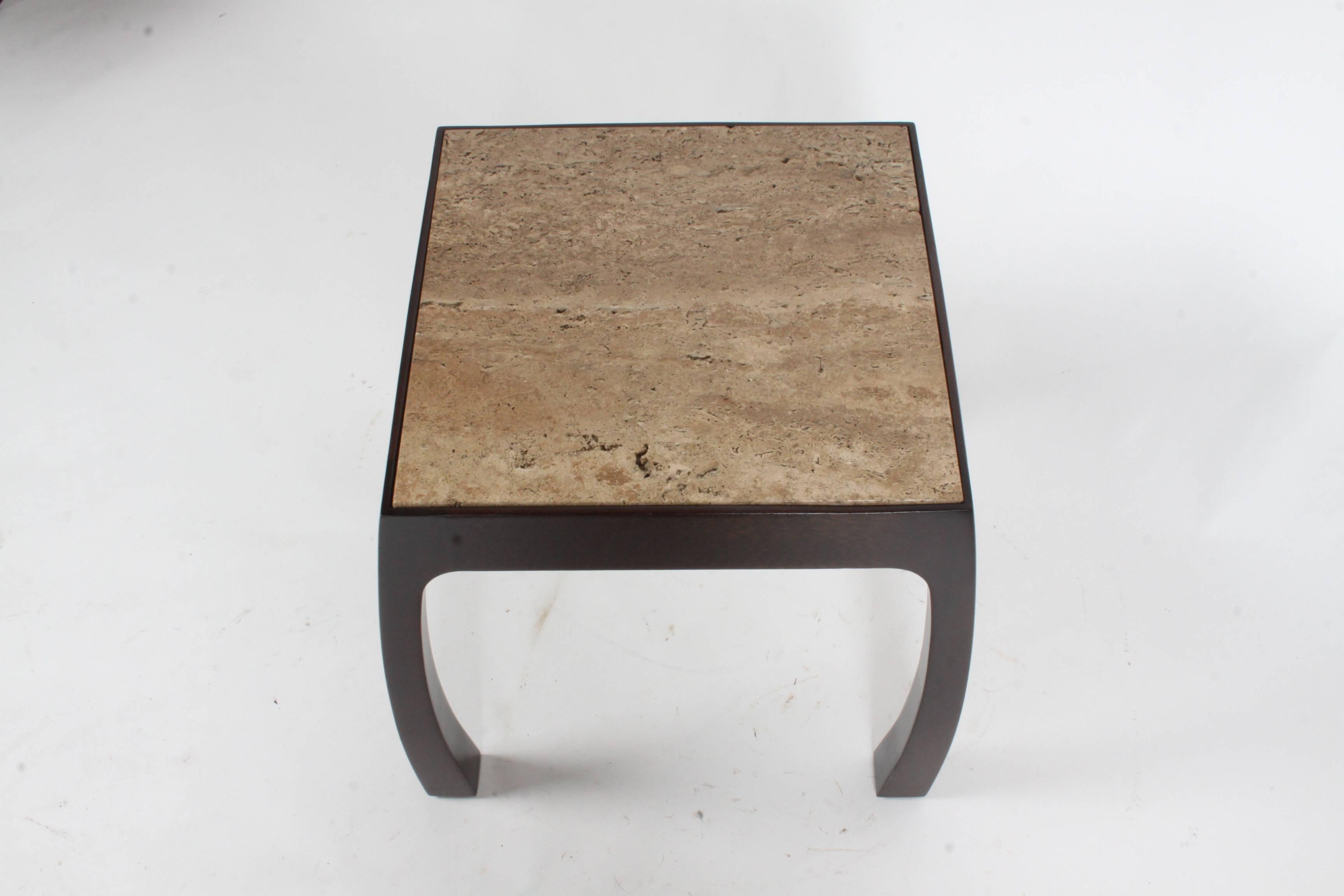 Mid-20th Century Harvey Probber Asian Style Side Table with Dark Travertine Top For Sale