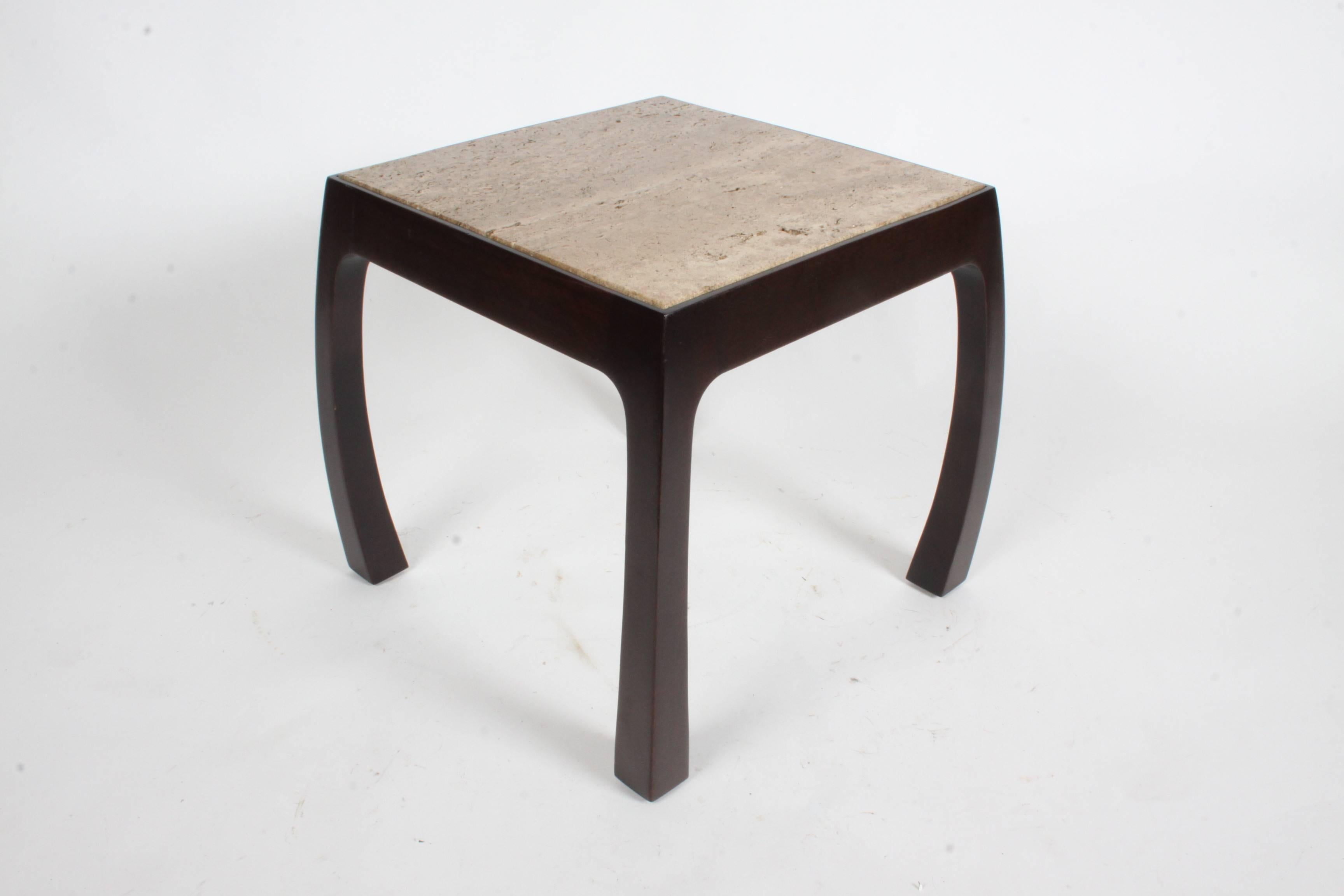 Harvey Probber Asian Style Side Table with Dark Travertine Top For Sale 2