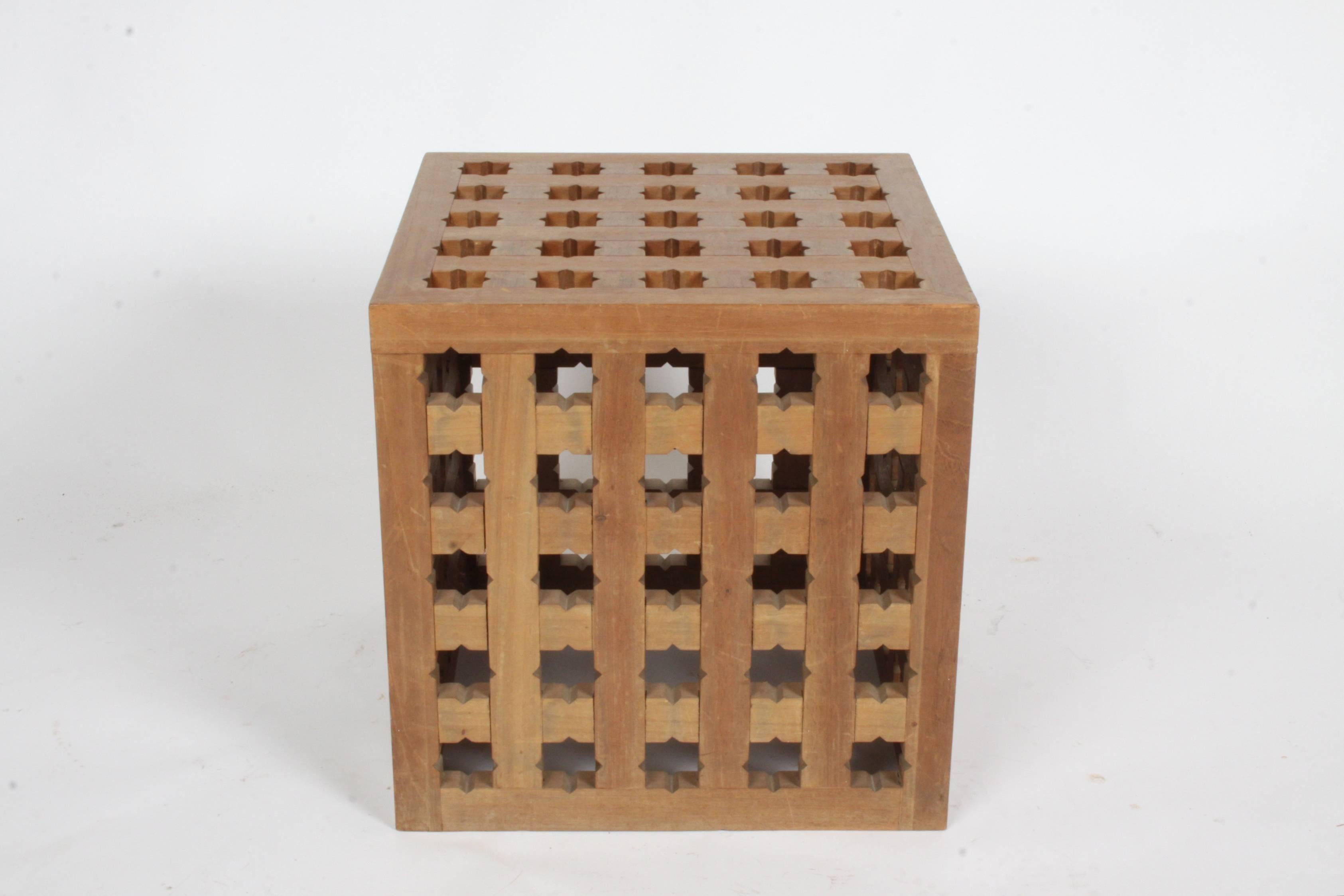 Teak Pair of Cube Tables by Cali Colombian Architect, circa 1960s 